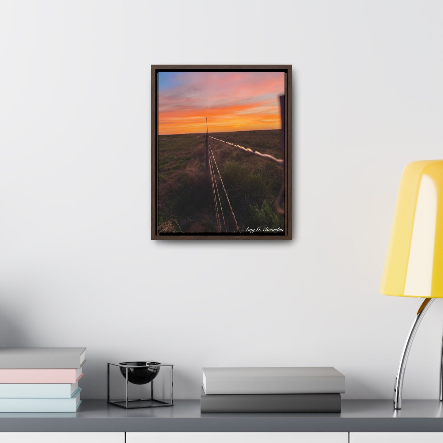 Barbed wire fence, Gallery Canvas Wraps, Vertical Frame