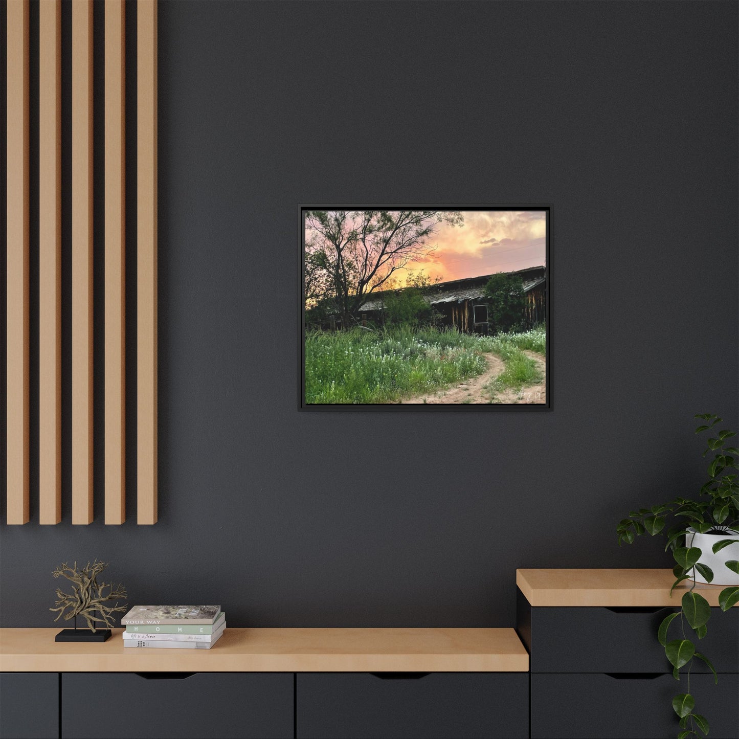 Stable, Matte Canvas, Black Frame