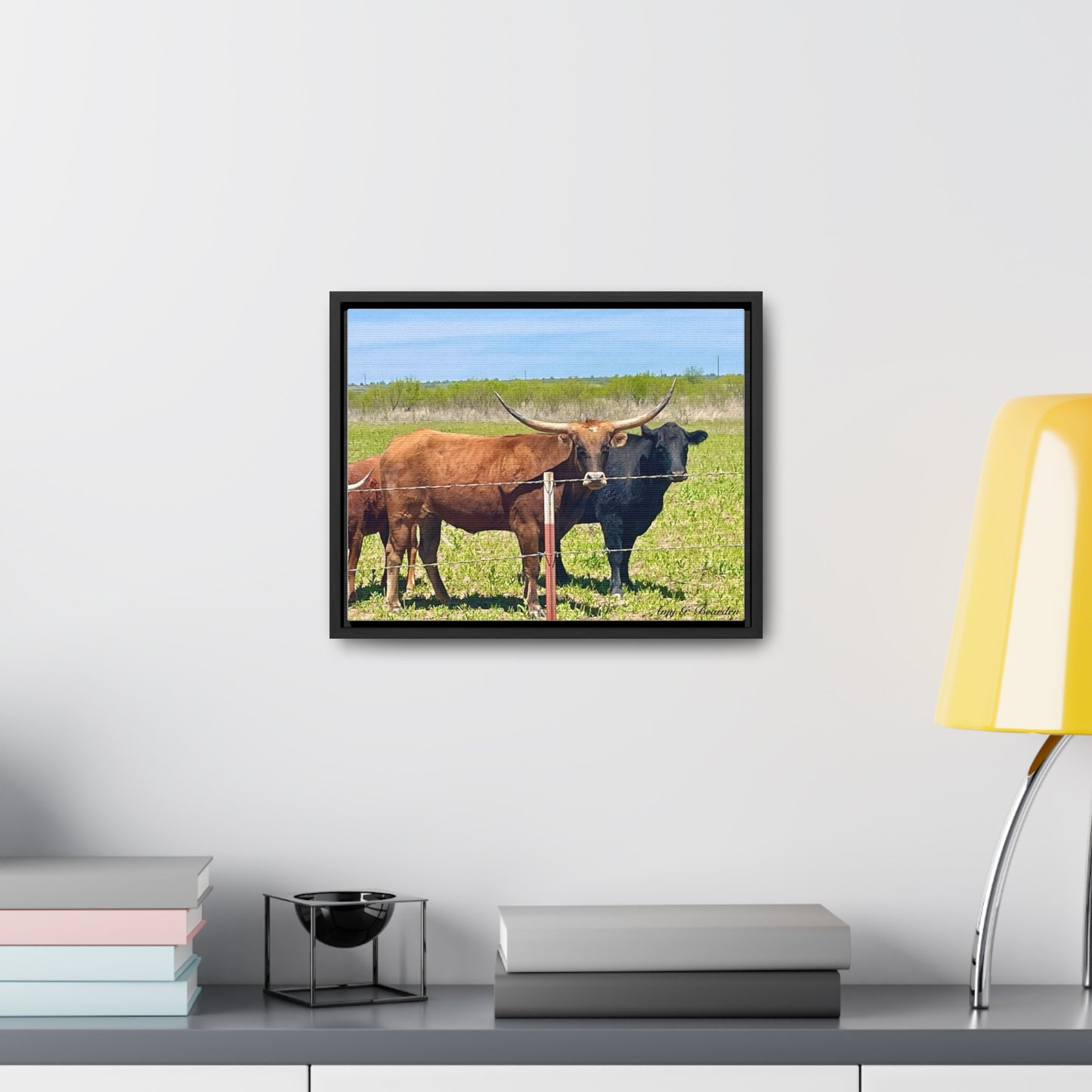 The stare down, Longhorn of Texas, Gallery Canvas Wraps, Horizontal Frame
