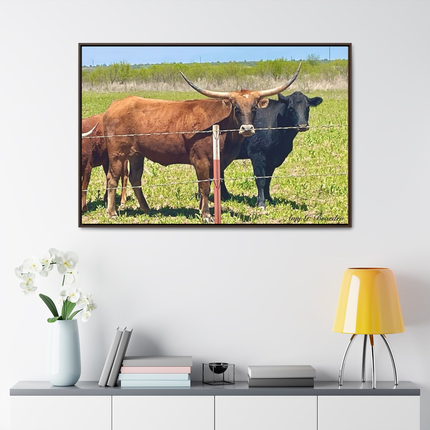 The stare down, Longhorn of Texas, Gallery Canvas Wraps, Horizontal Frame