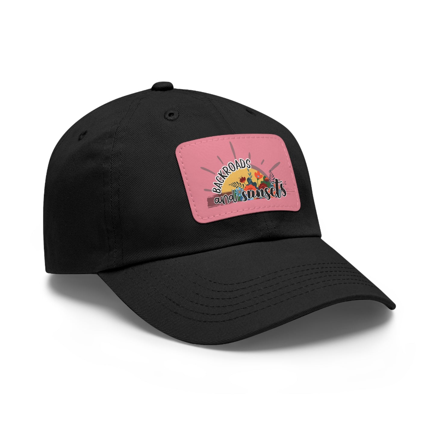 Backroads and Sunsets, Dad Hat with Leather Patch (Rectangle)
