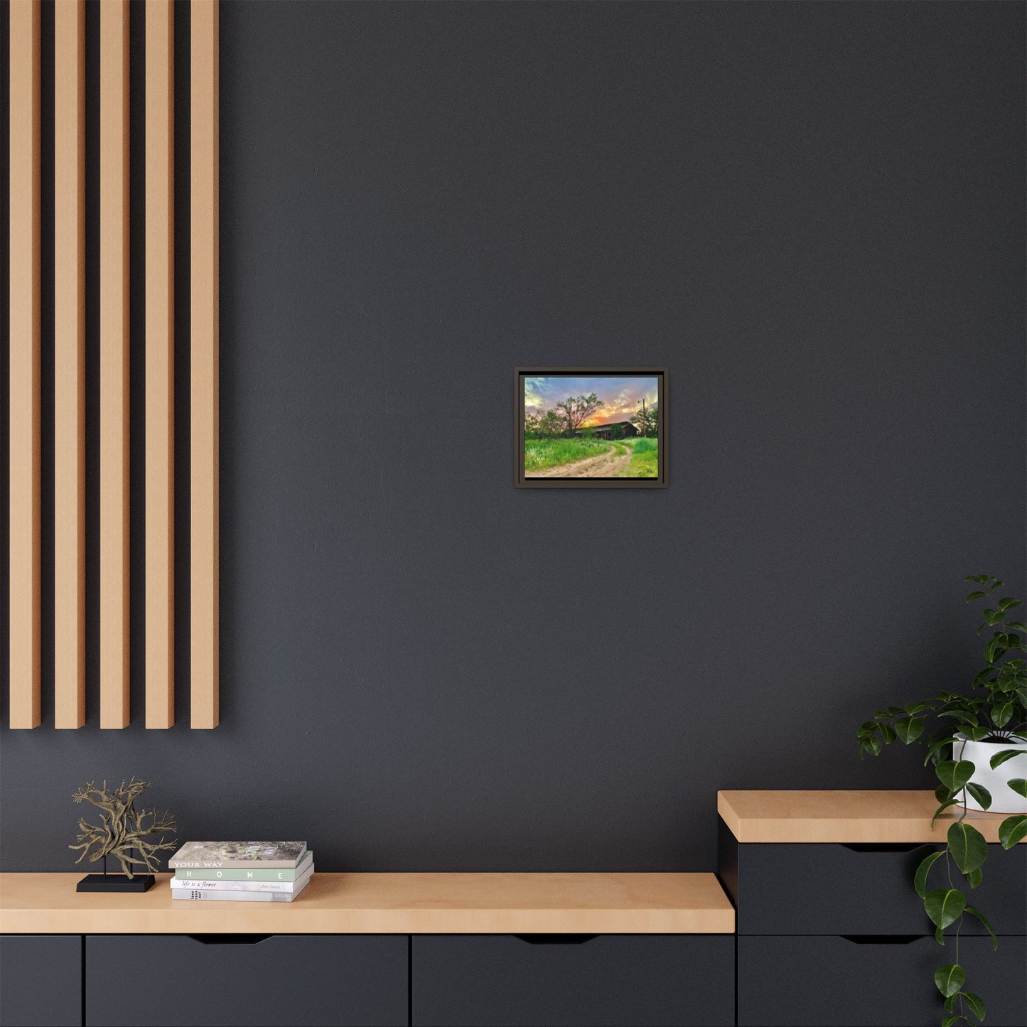 Horse stable, vibrant canvas
