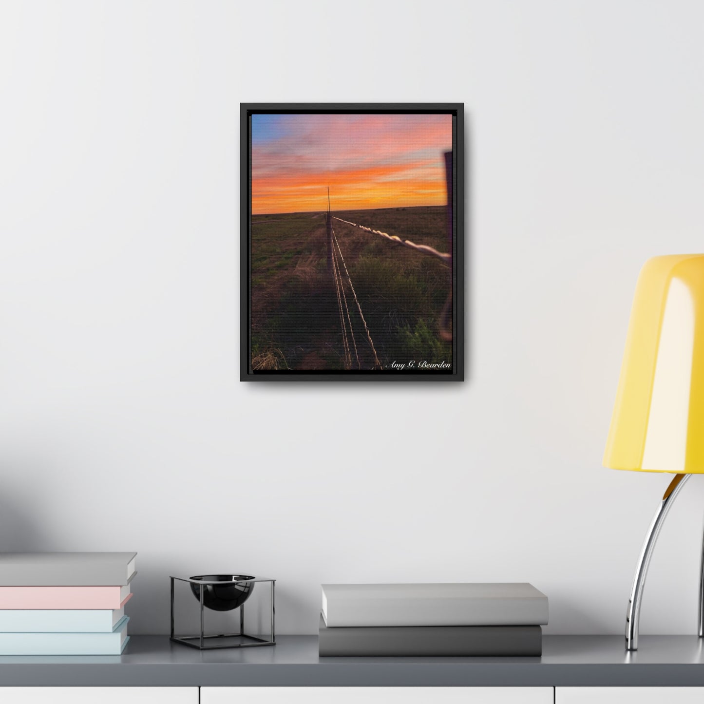 Barbed wire fence, Gallery Canvas Wraps, Vertical Frame