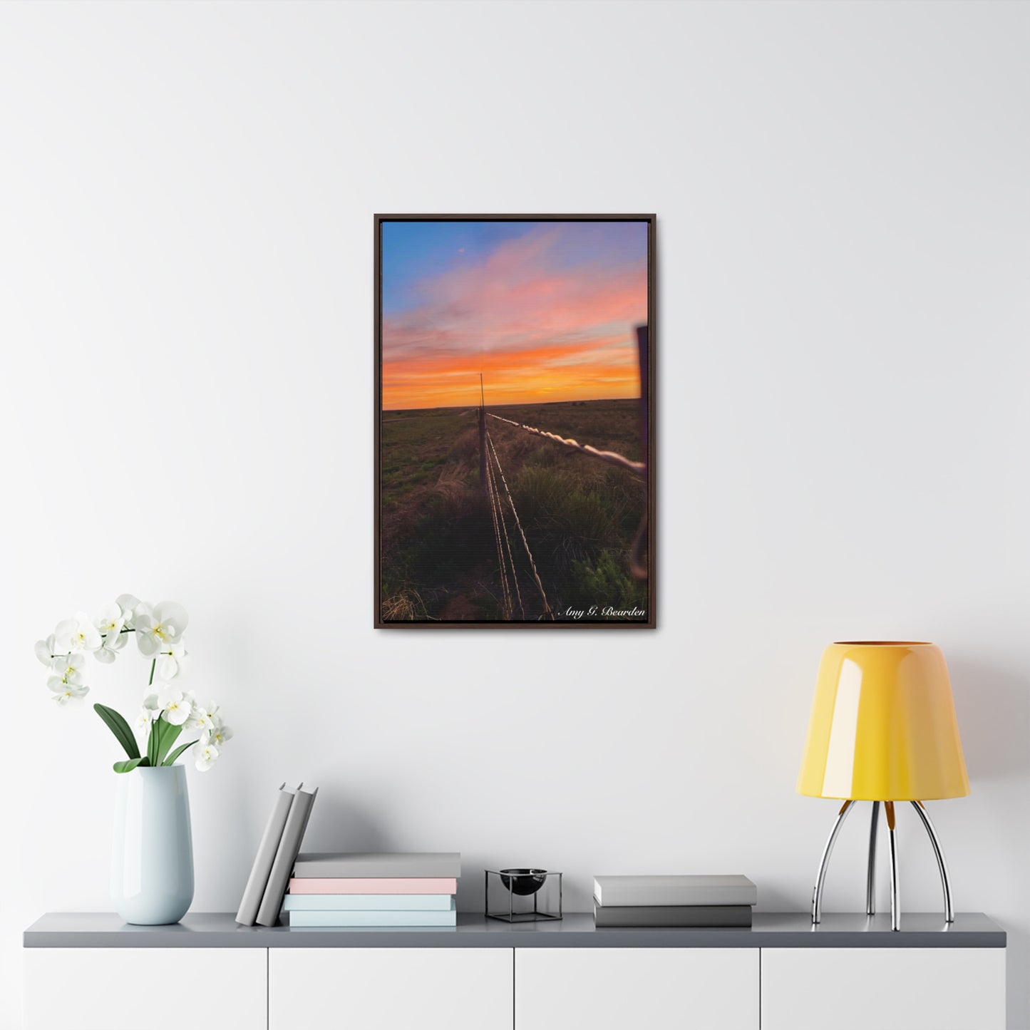 Barbed wire fence, Gallery Canvas Wraps, Vertical Frame