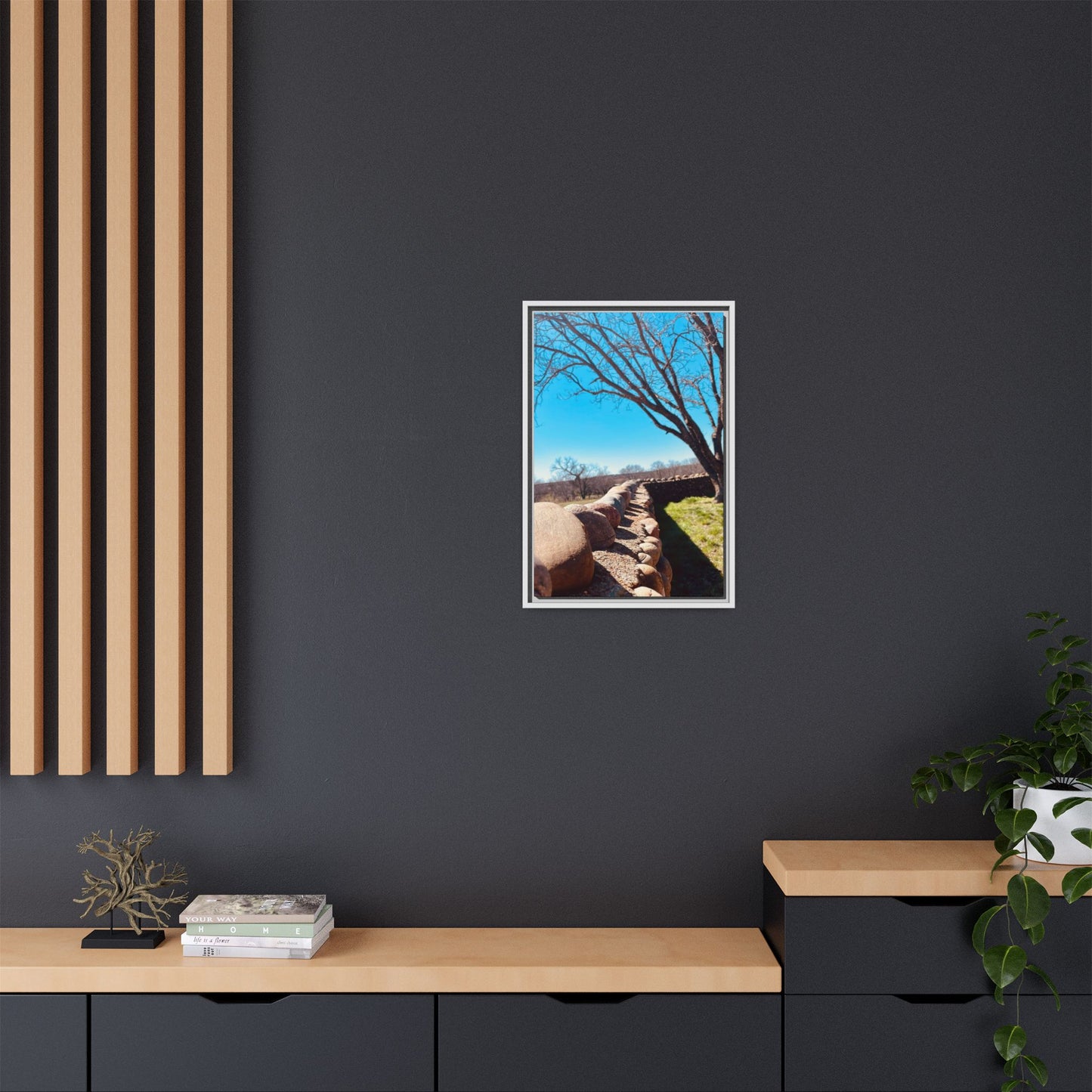 Rock Fence, Matte Canvas, Framed (Multi-color)