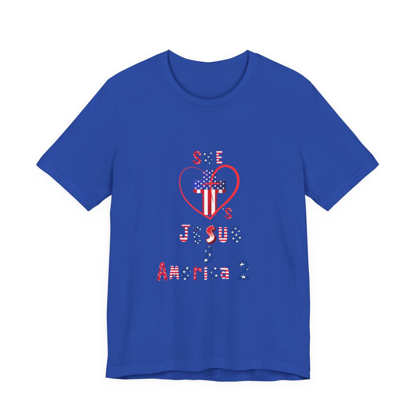 She loves Jesus and America 2 Unisex Jersey Short Sleeve Tee