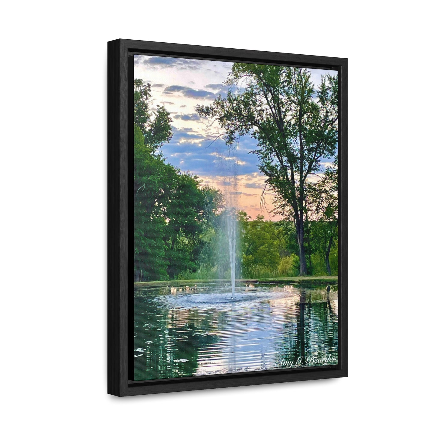 Water fountain sunrise, Gallery Canvas Wraps, Vertical Frame