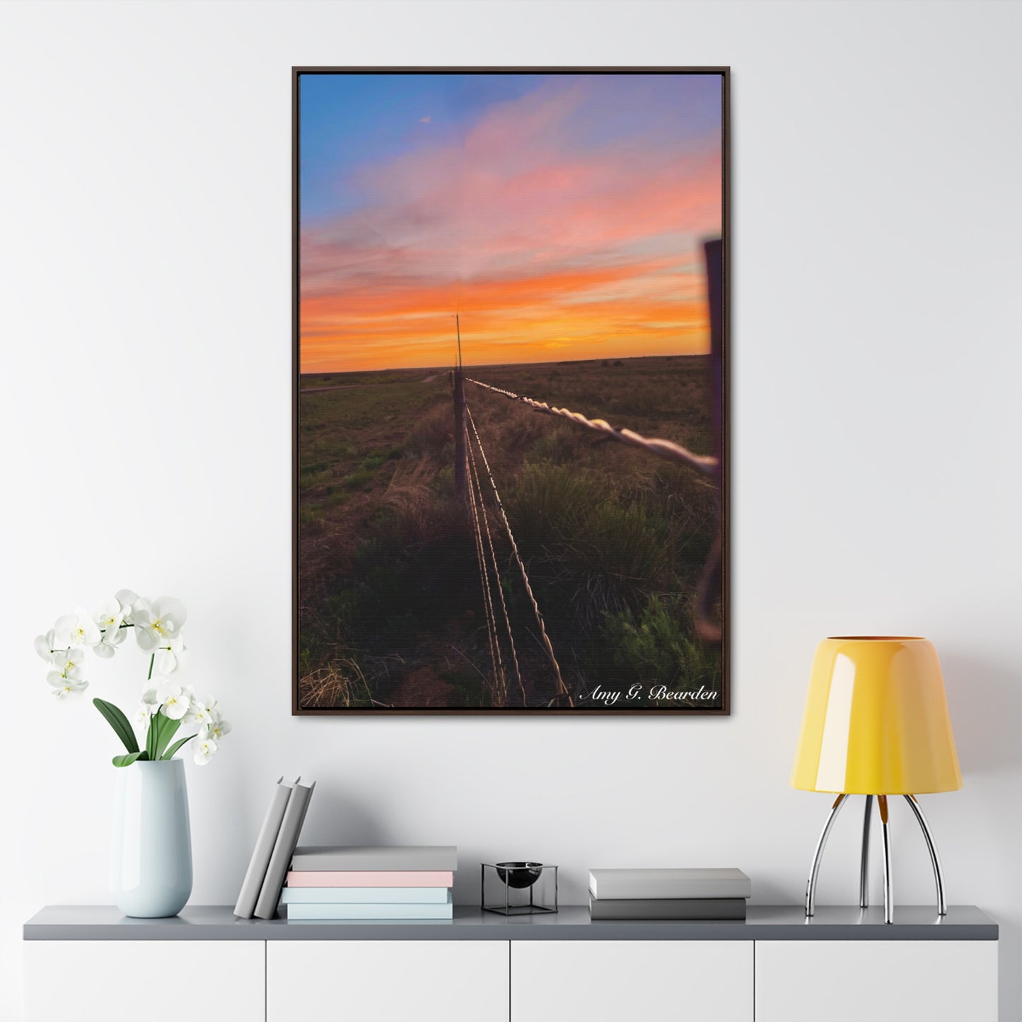 Barbed wire fence, Gallery Canvas Wraps, Vertical Frame
