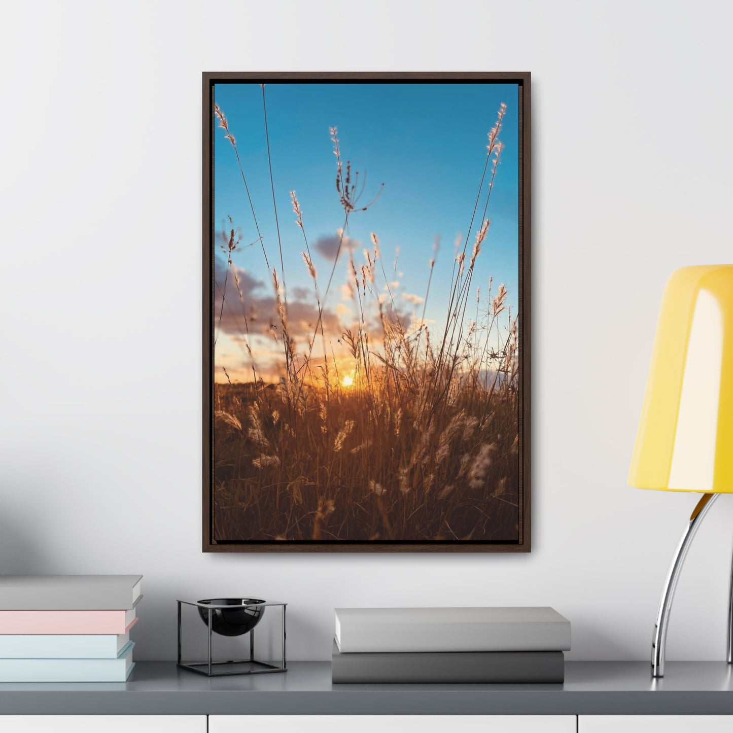 Wild grass and sunset, Gallery Canvas Wraps, Vertical Frame