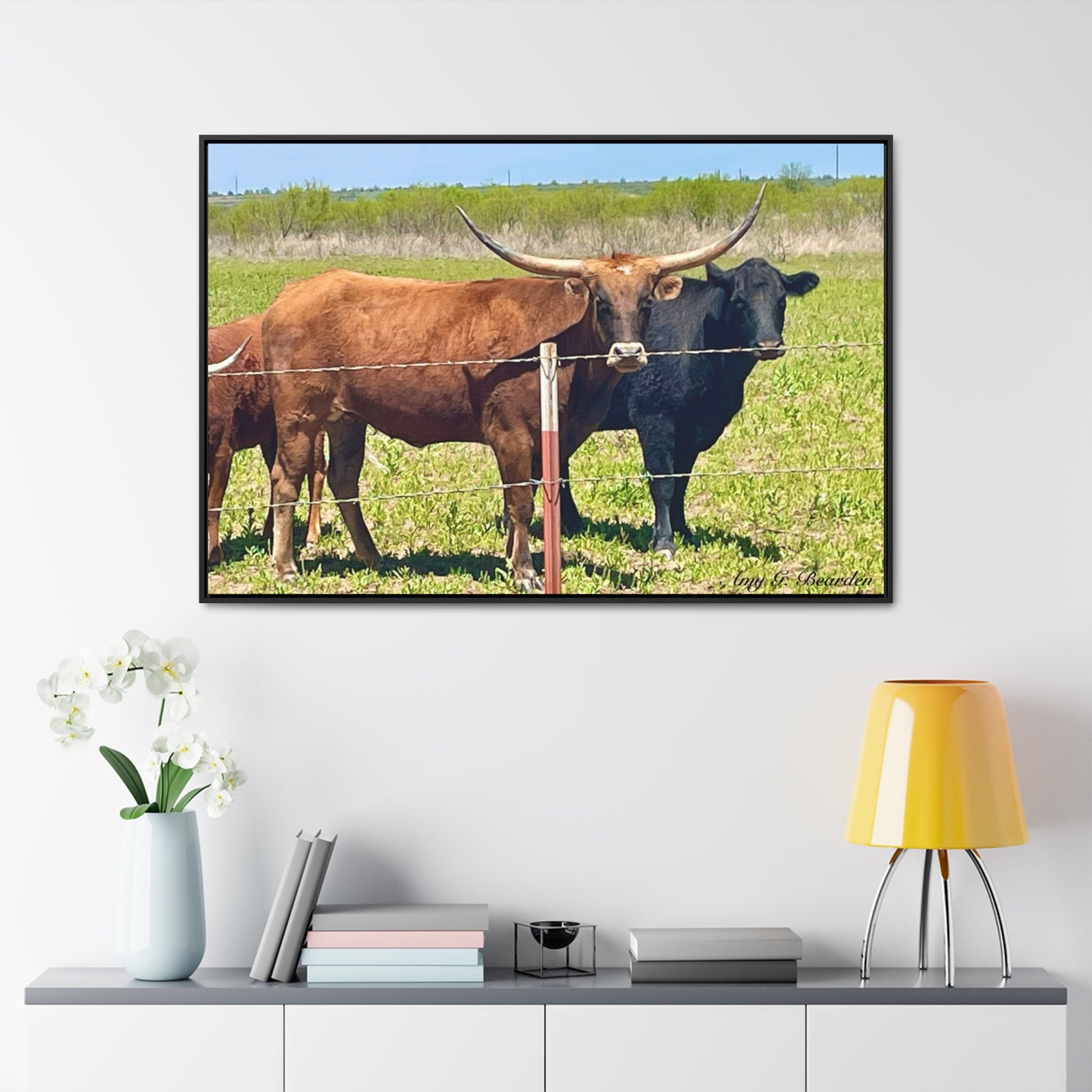 The stare down, Longhorn of Texas, Gallery Canvas Wraps, Horizontal Frame
