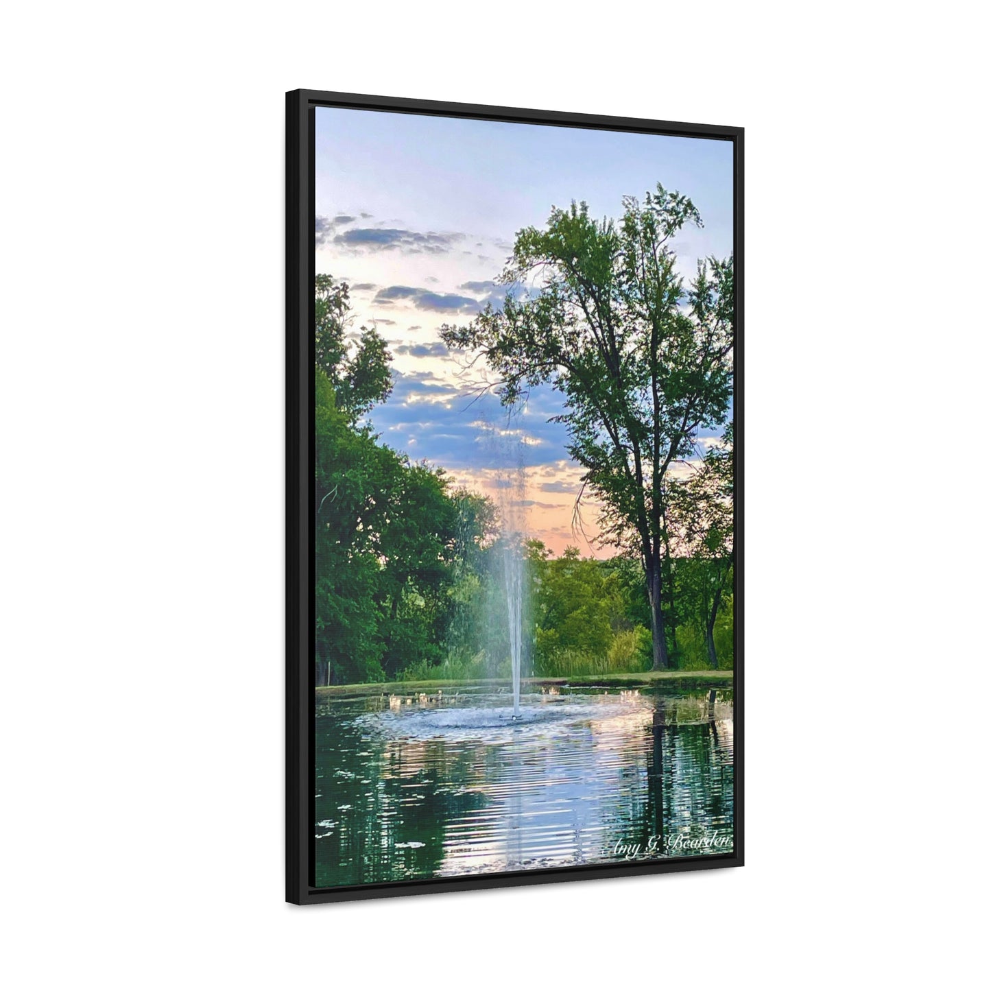 Water fountain sunrise, Gallery Canvas Wraps, Vertical Frame