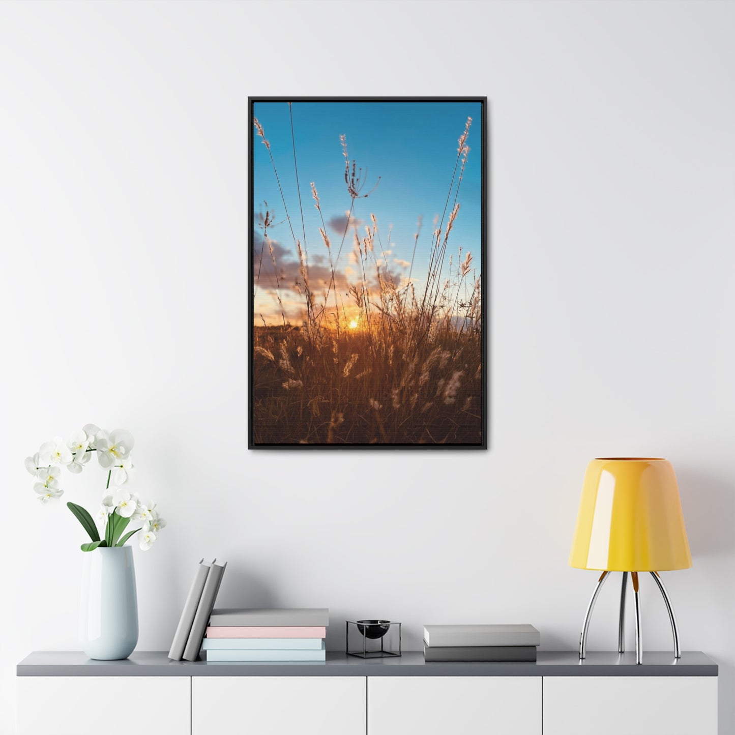 Wild grass and sunset, Gallery Canvas Wraps, Vertical Frame