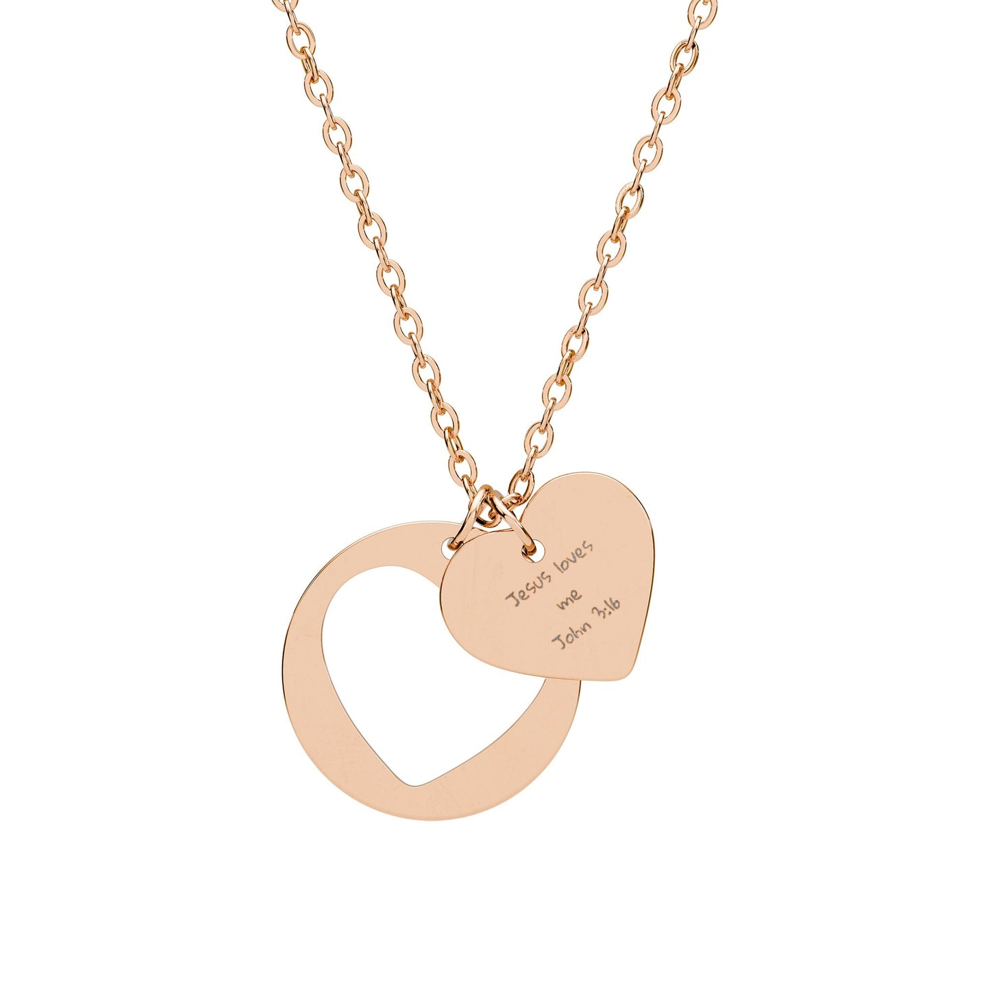Jesus Loves Me John 3:16, Heart Cutout Necklace (Engraving)