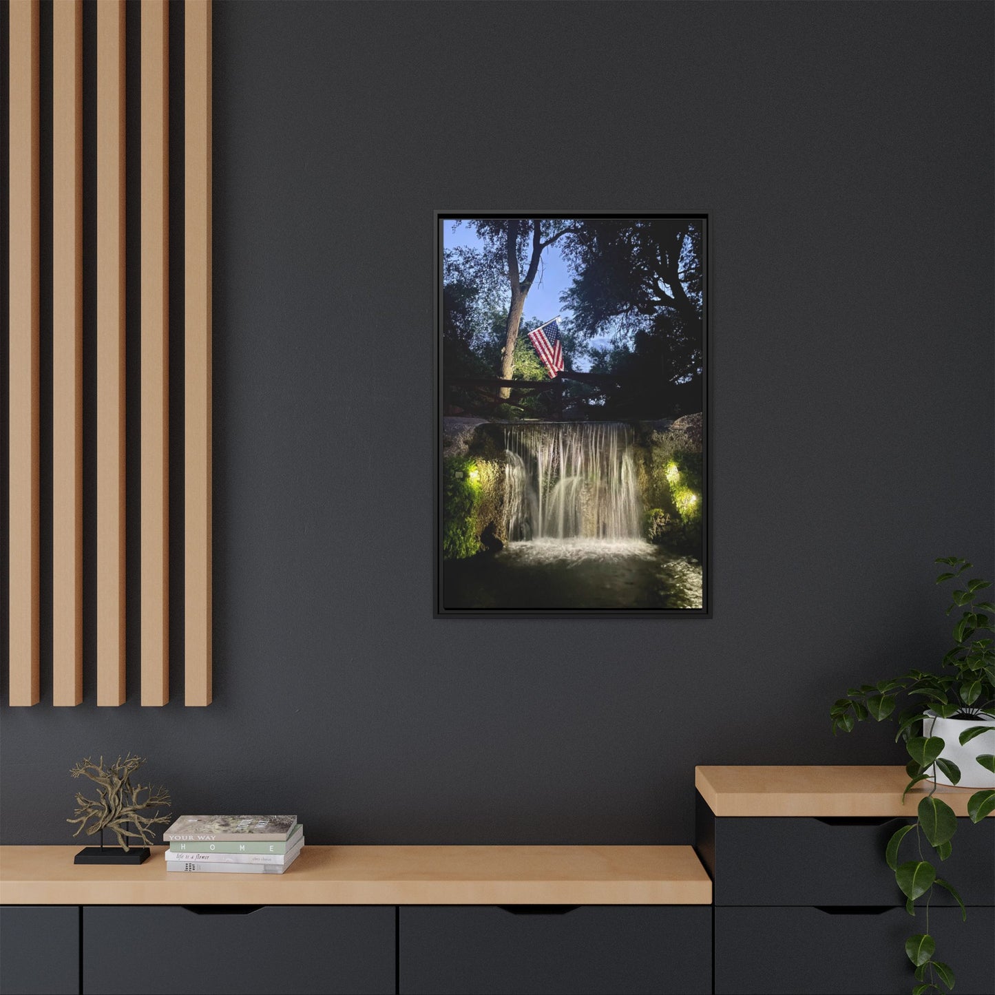 Patriotic falls Matte Canvas, Framed (Multi-color)