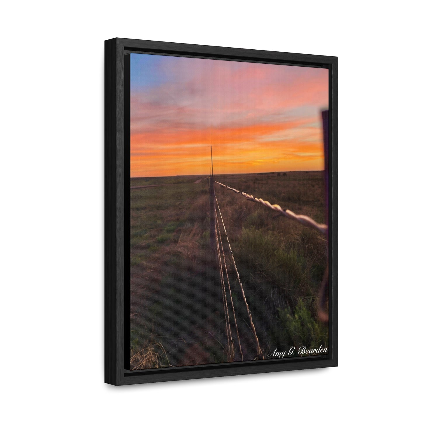 Barbed wire fence, Gallery Canvas Wraps, Vertical Frame