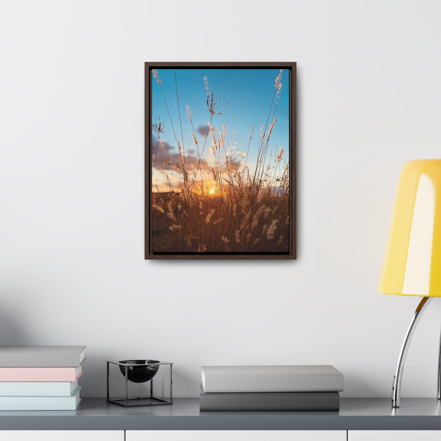 Wild grass and sunset, Gallery Canvas Wraps, Vertical Frame