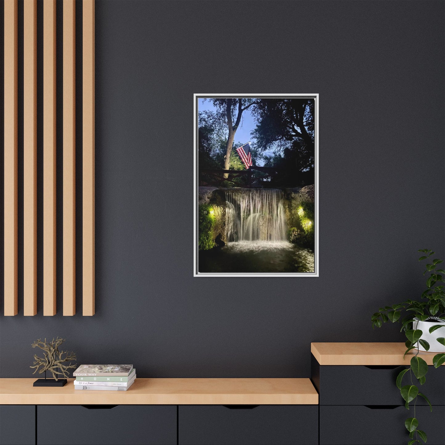 Patriotic falls Matte Canvas, Framed (Multi-color)