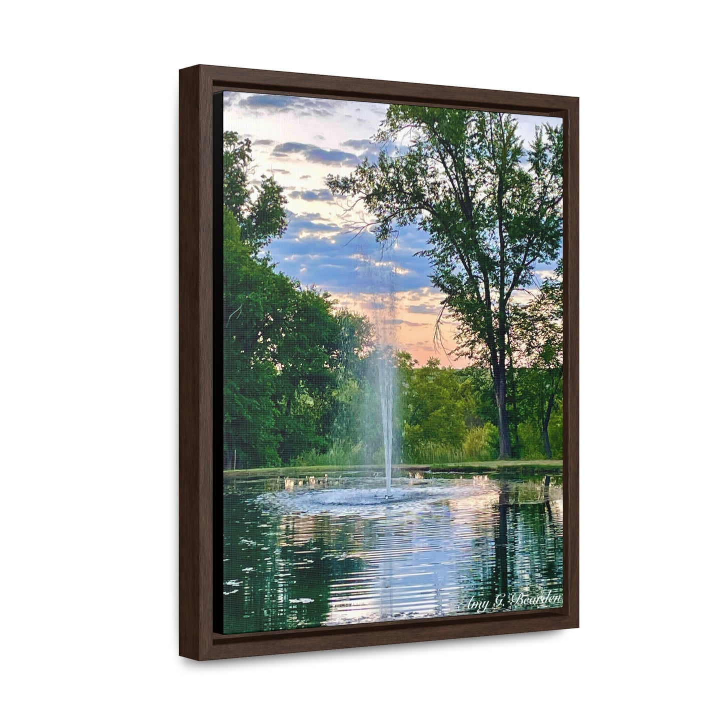 Water fountain sunrise, Gallery Canvas Wraps, Vertical Frame