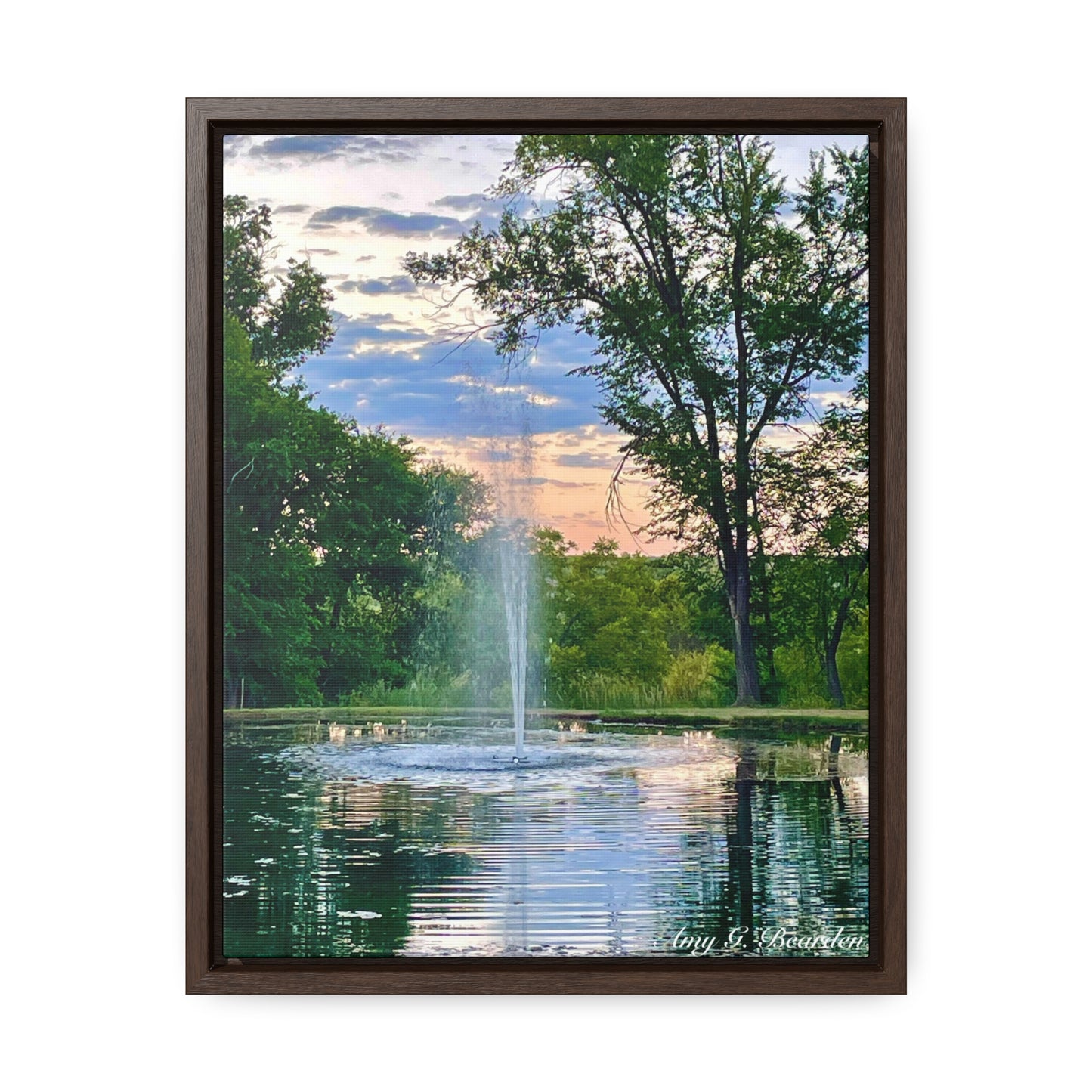 Water fountain sunrise, Gallery Canvas Wraps, Vertical Frame