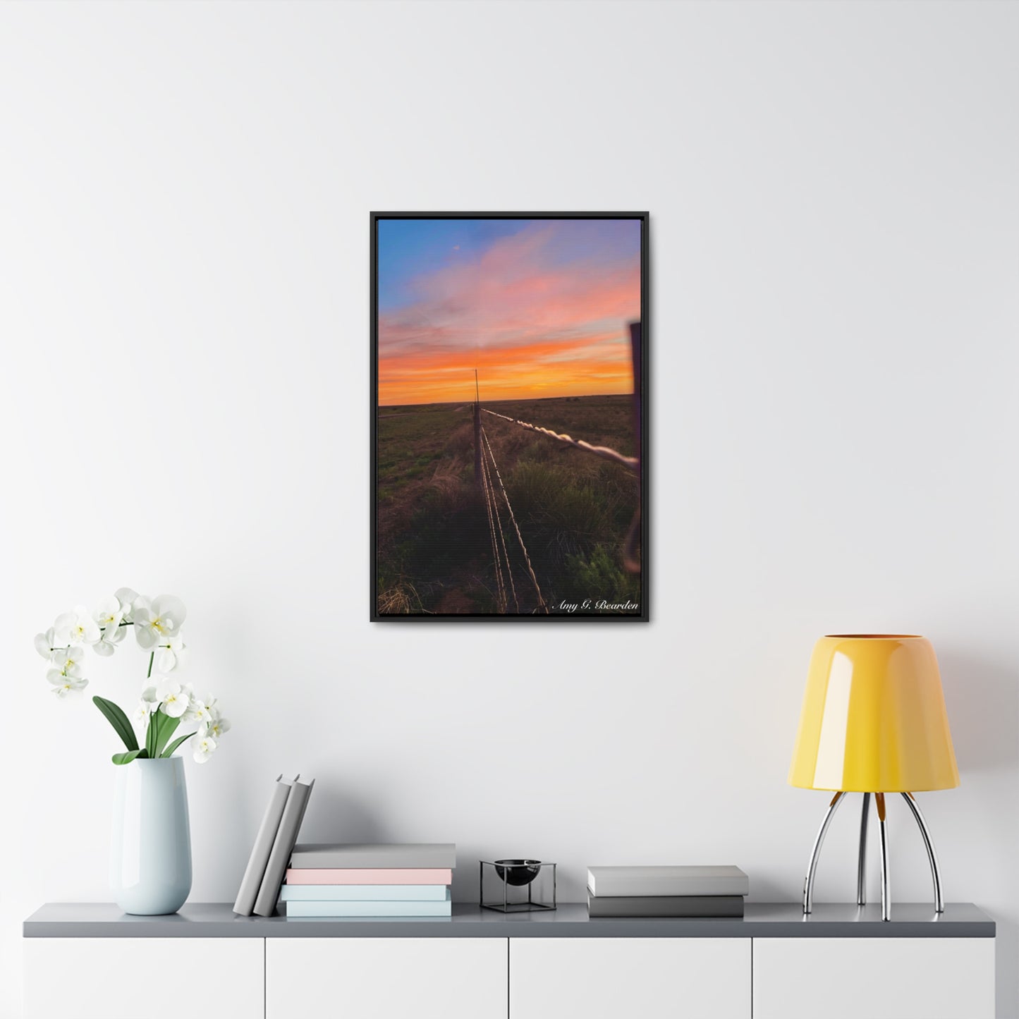 Barbed wire fence, Gallery Canvas Wraps, Vertical Frame