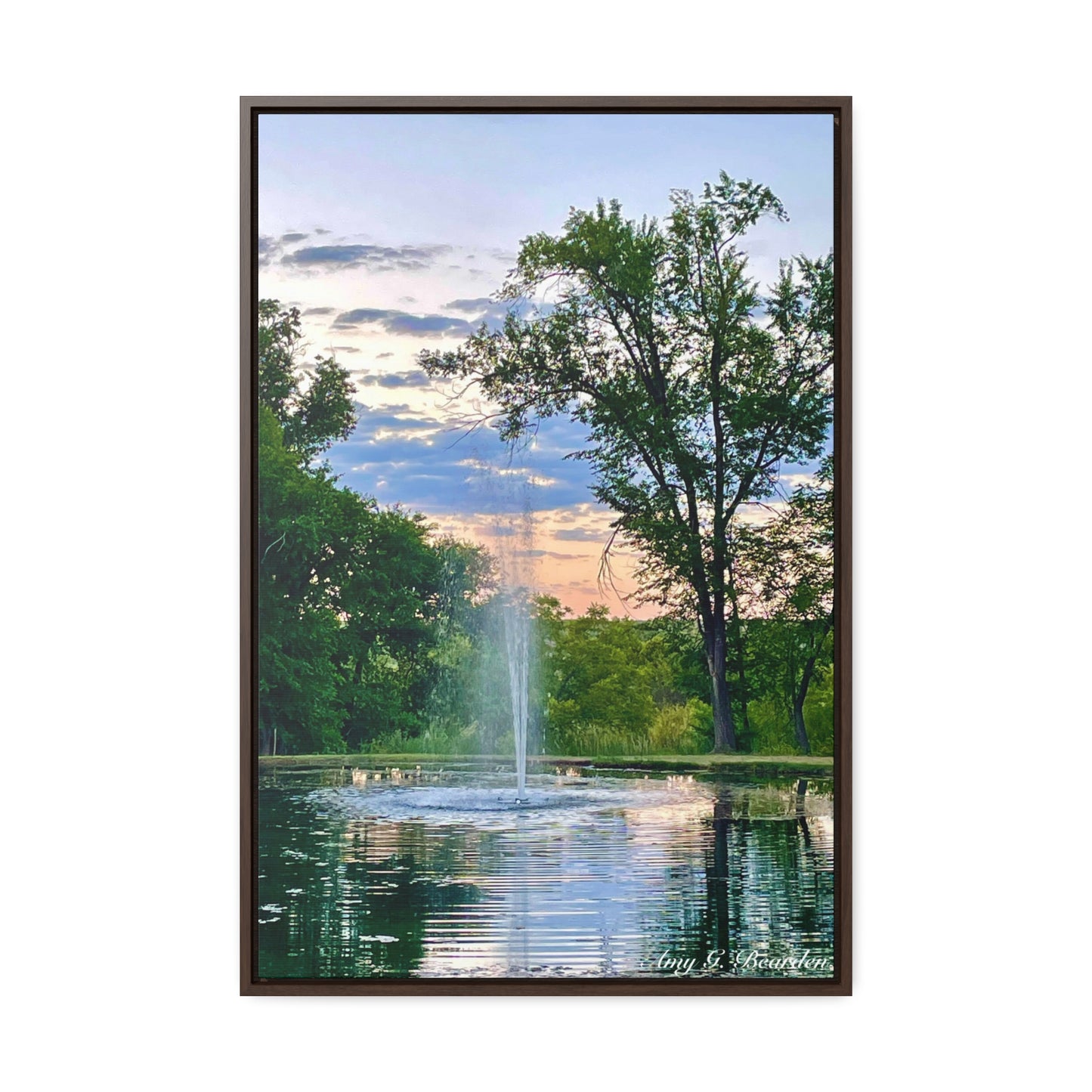 Water fountain sunrise, Gallery Canvas Wraps, Vertical Frame