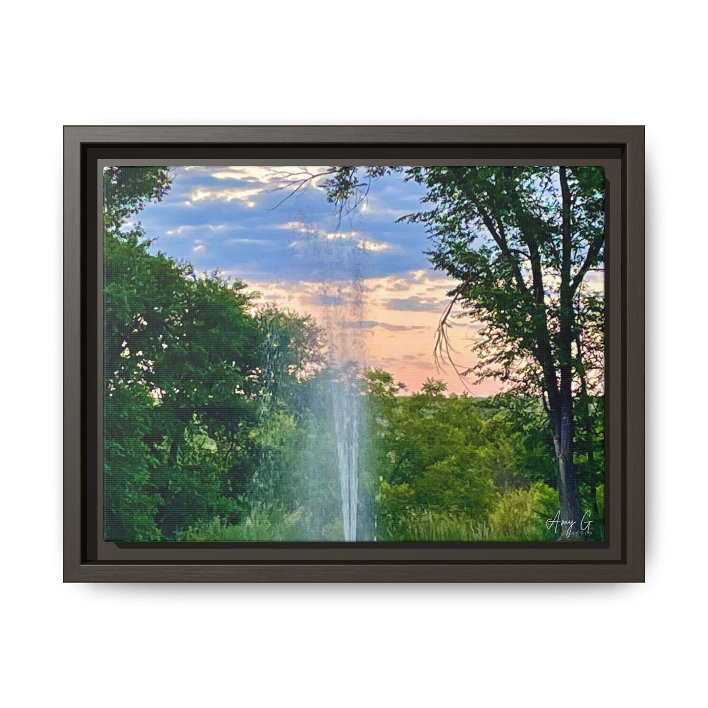 Water fountain sunrise, Gallery Canvas Wraps, Vertical Frame