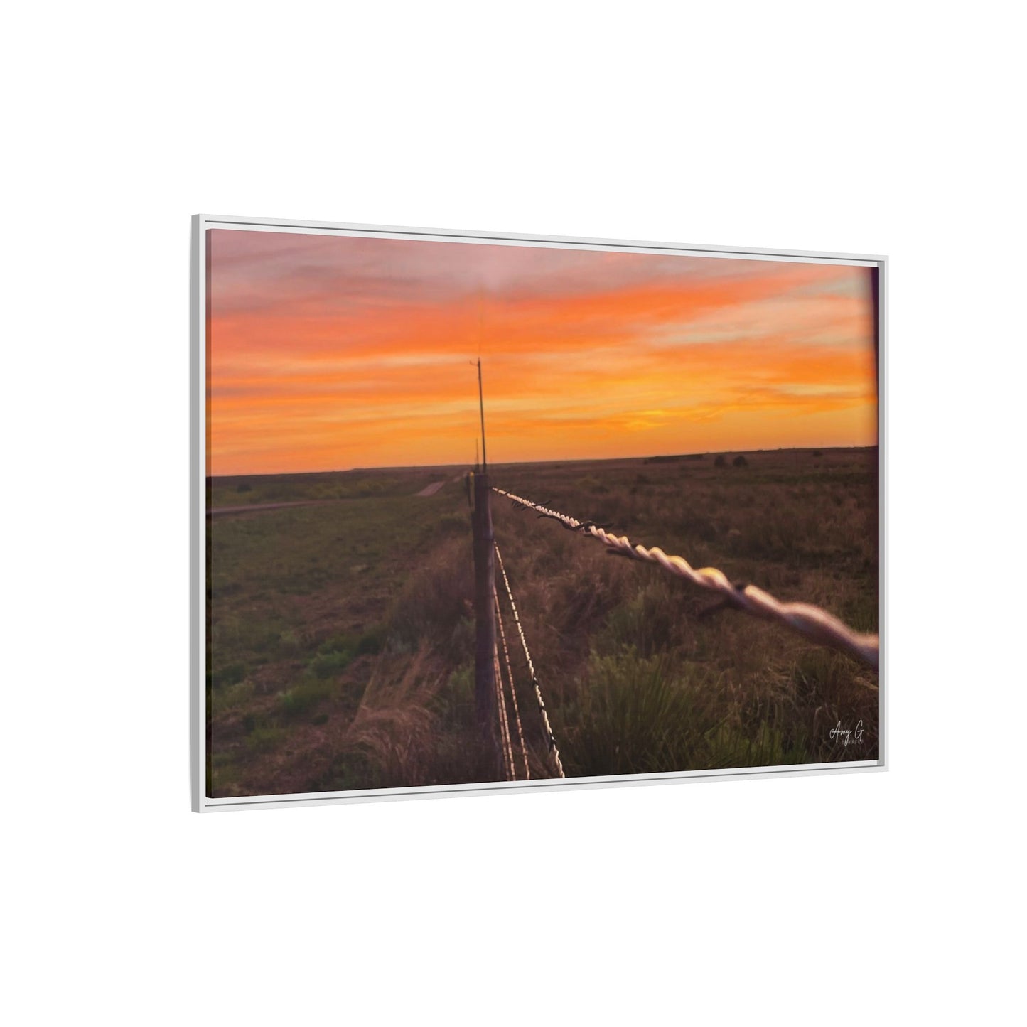 Barbed wire fence, Gallery Canvas Wraps, Vertical Frame
