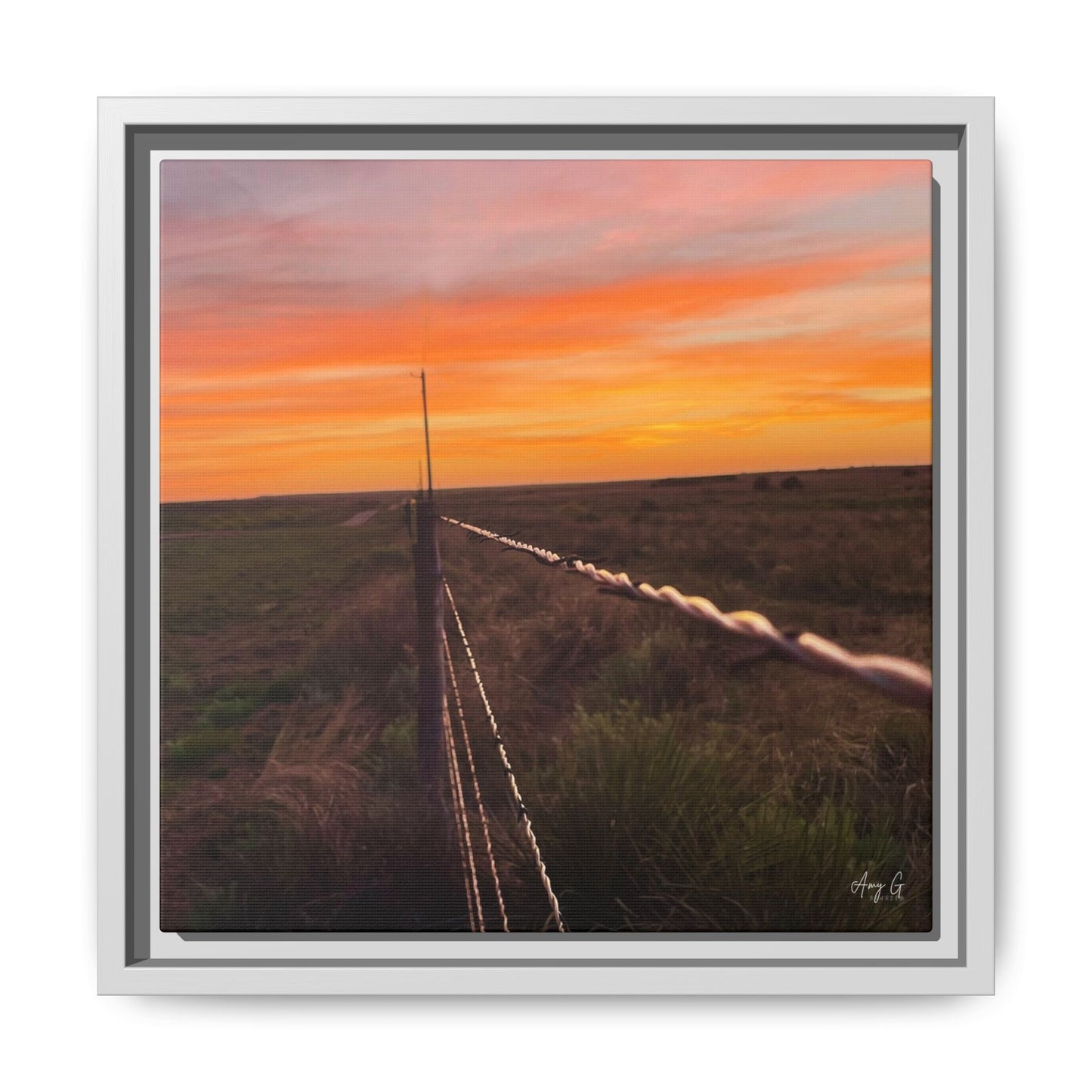 Barbed wire fence, Gallery Canvas Wraps, Vertical Frame