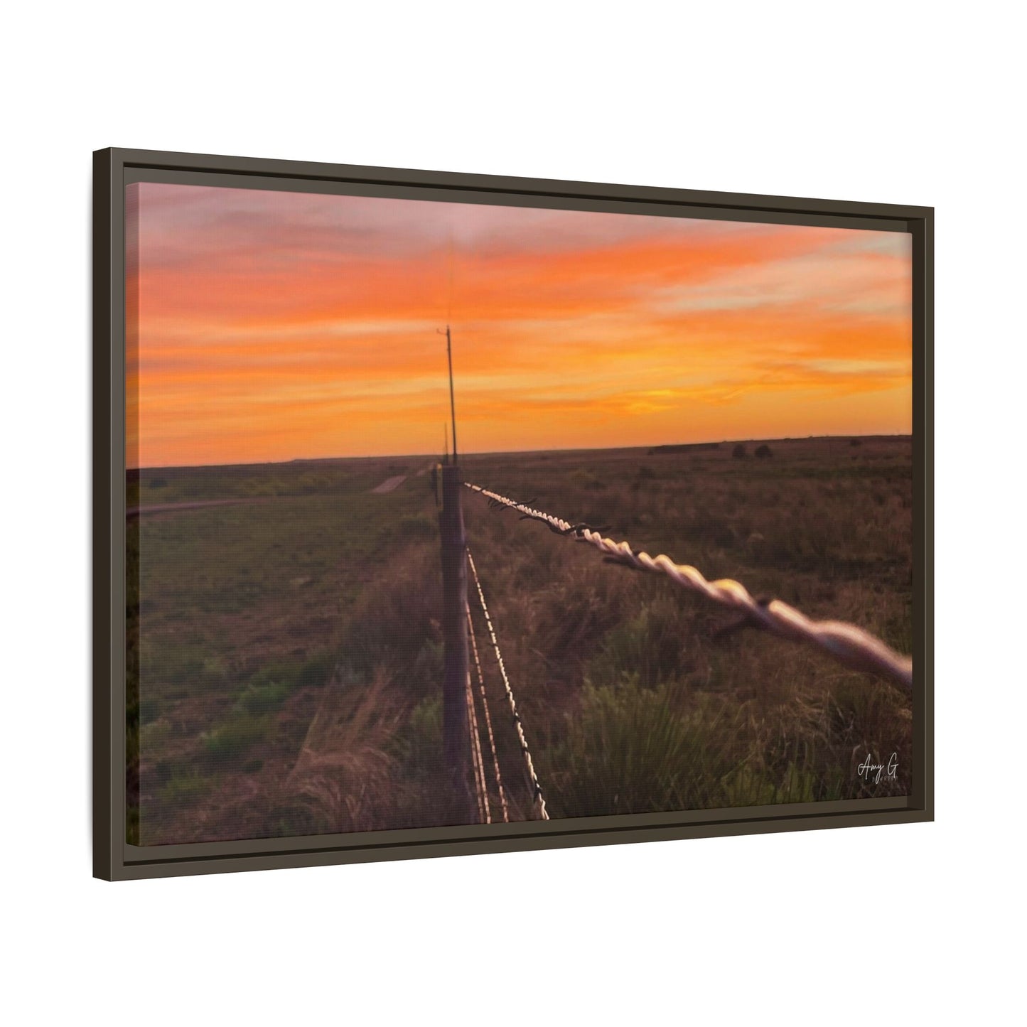 Barbed wire fence, Gallery Canvas Wraps, Vertical Frame