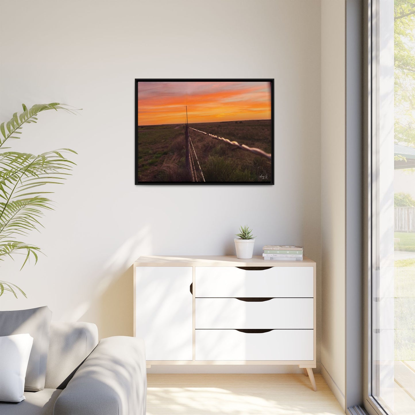 Barbed wire fence, Gallery Canvas Wraps, Vertical Frame