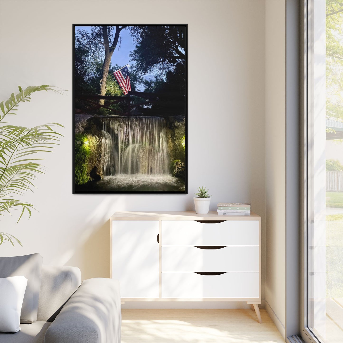 Patriotic falls Matte Canvas, Framed (Multi-color)