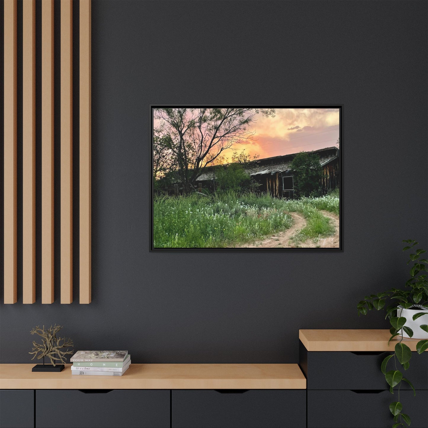Stable, Matte Canvas, Black Frame