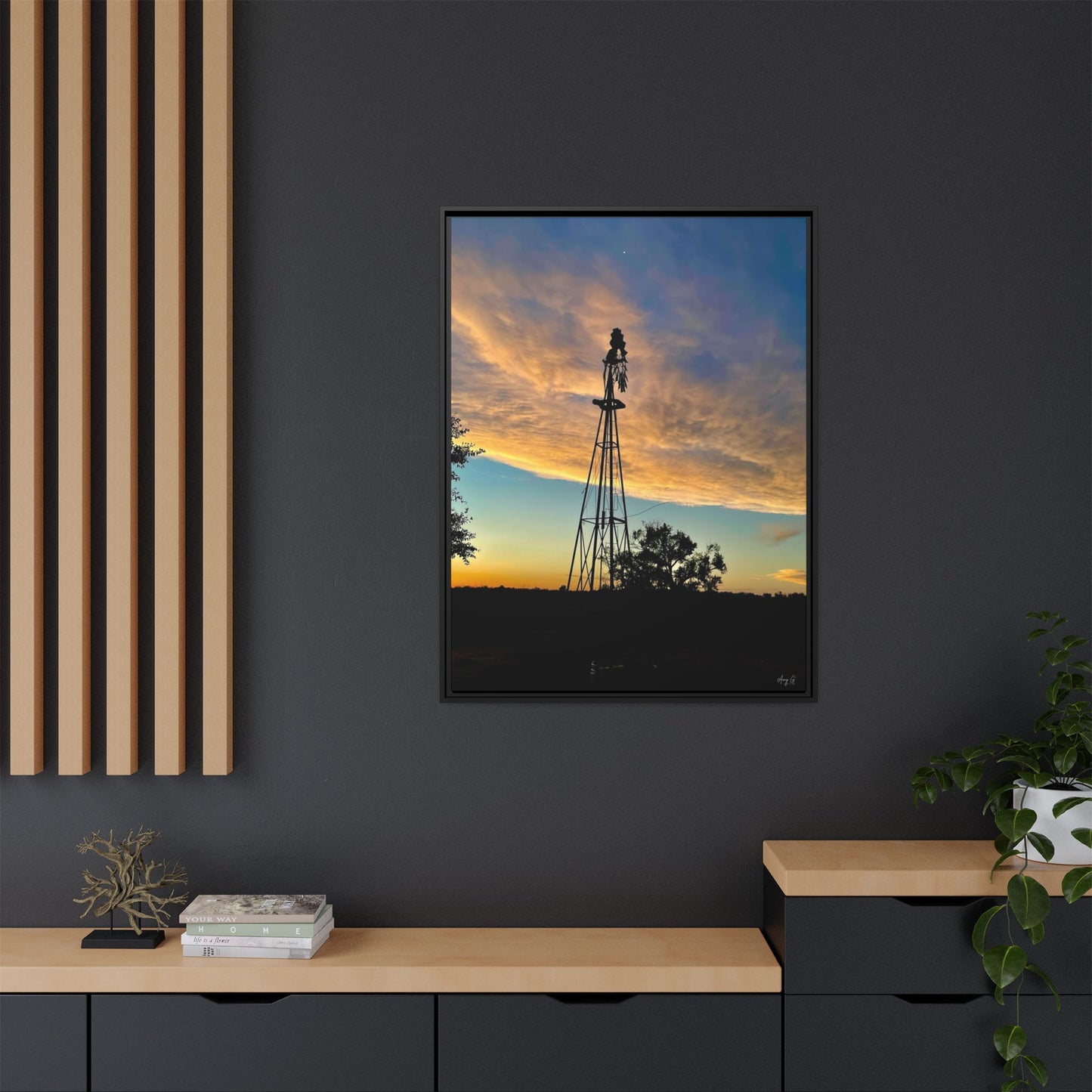 Windmill Sunset, Gallery Canvas Wraps, Vertical Frame