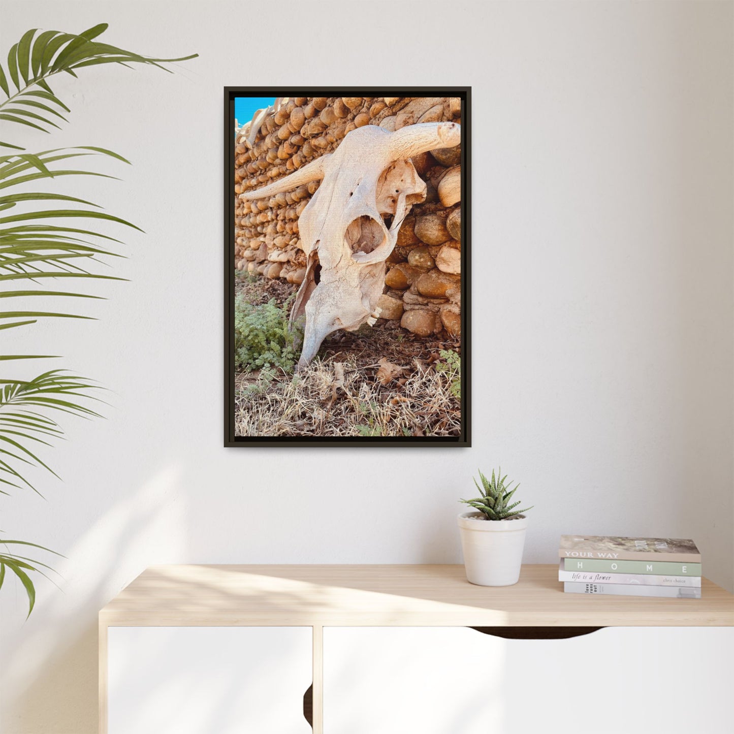 cow skull, Matte Canvas, Framed (Multi-color)