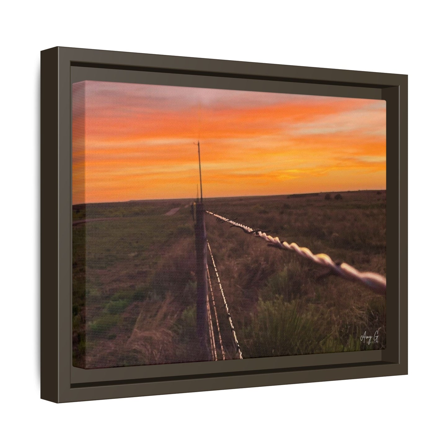 Barbed wire fence, Gallery Canvas Wraps, Vertical Frame