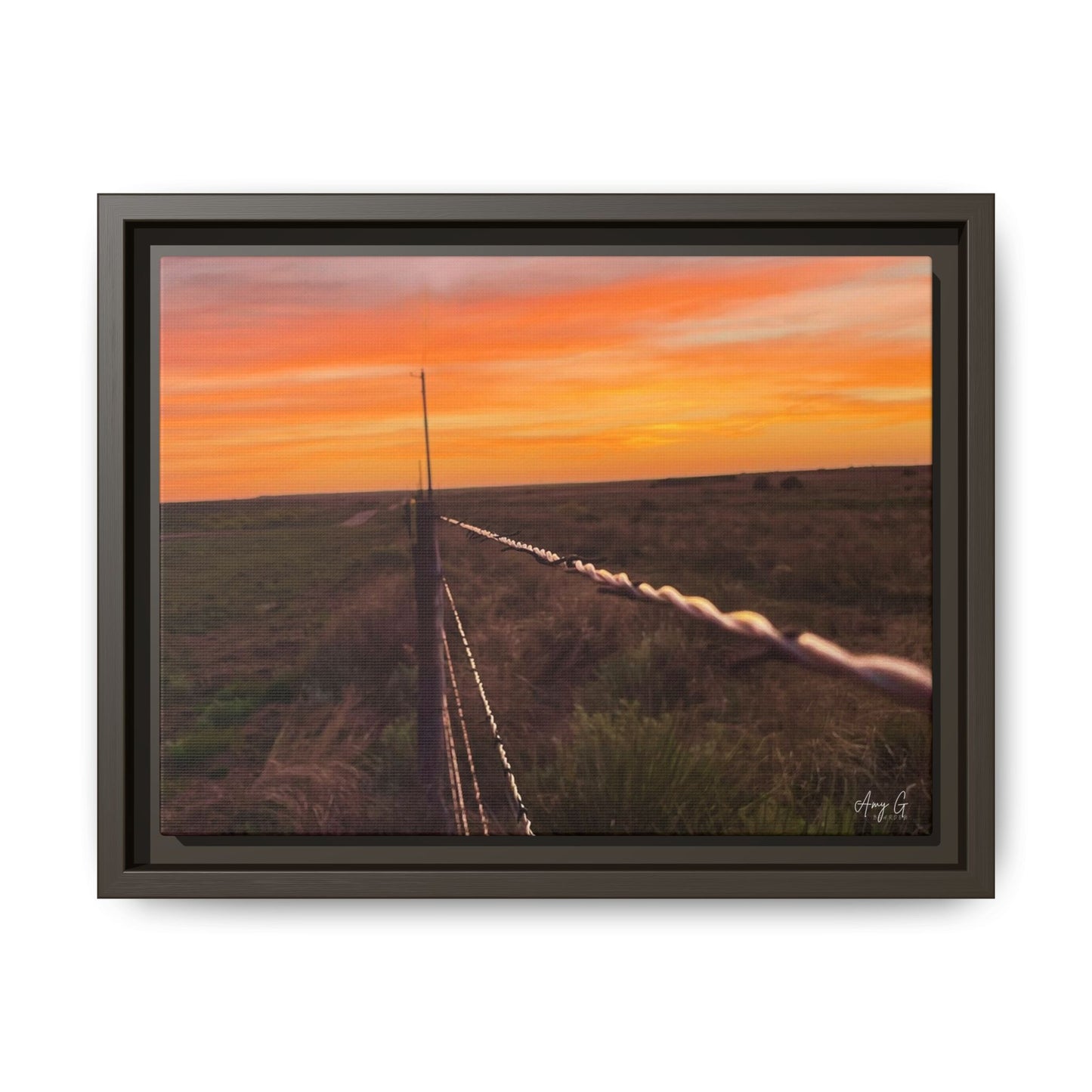 Barbed wire fence, Gallery Canvas Wraps, Vertical Frame