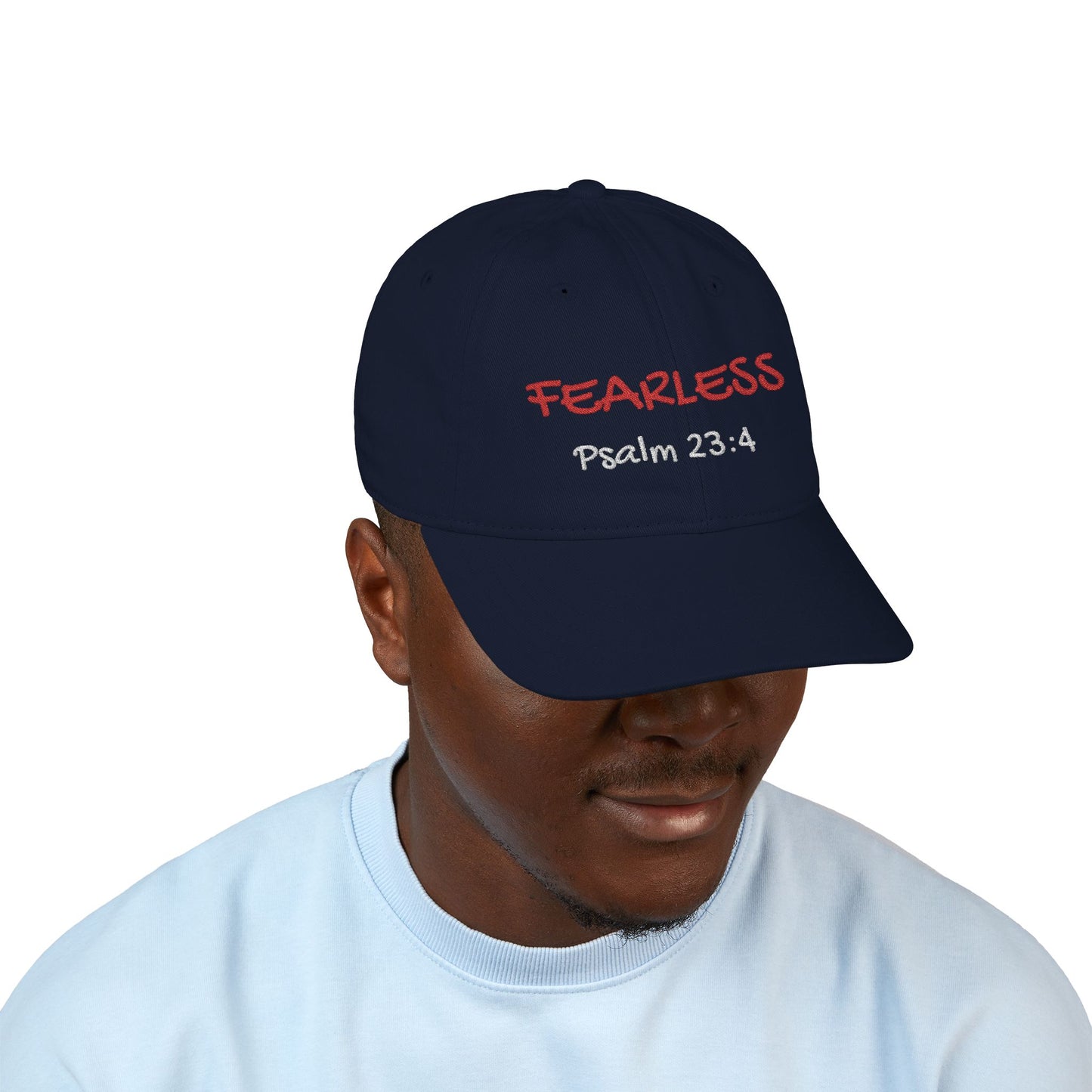 Navy Fearless Organic Baseball Cap (Embroidery)