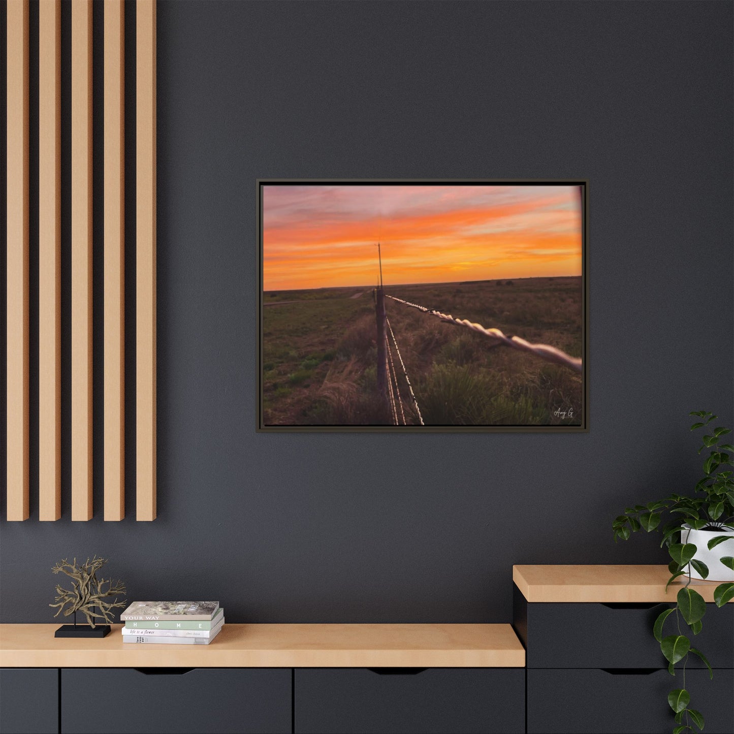 Barbed wire fence, Gallery Canvas Wraps, Vertical Frame