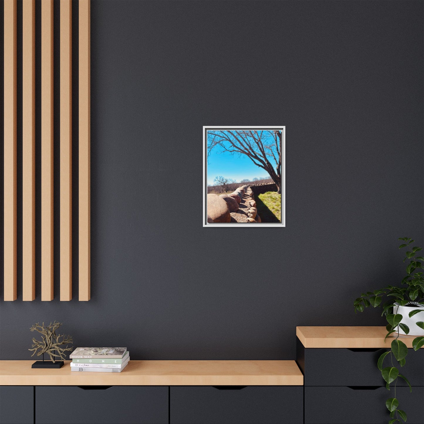 Rock Fence, Matte Canvas, Framed (Multi-color)