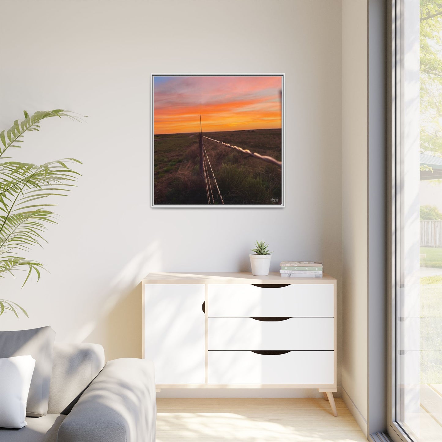 Barbed wire fence, Gallery Canvas Wraps, Vertical Frame