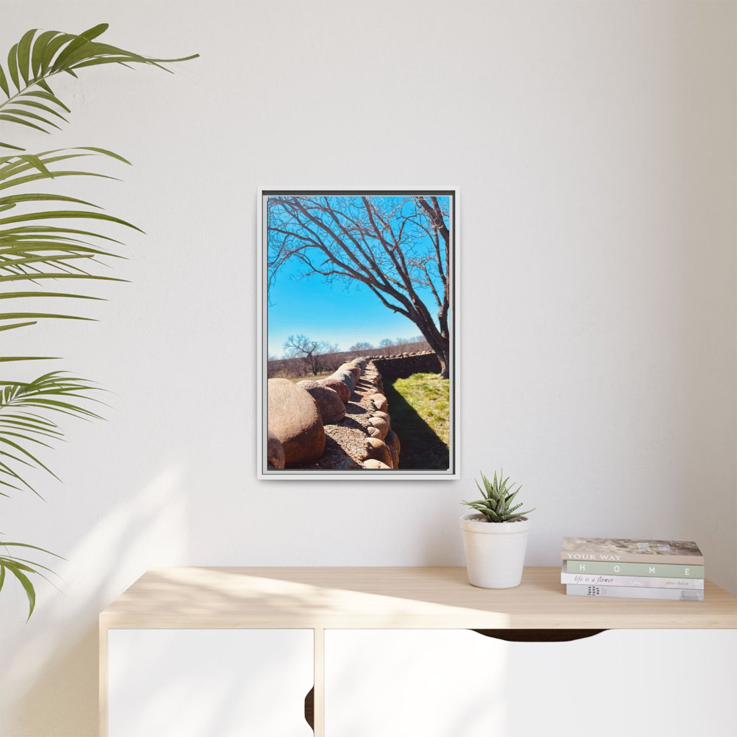 Rock Fence, Matte Canvas, Framed (Multi-color)