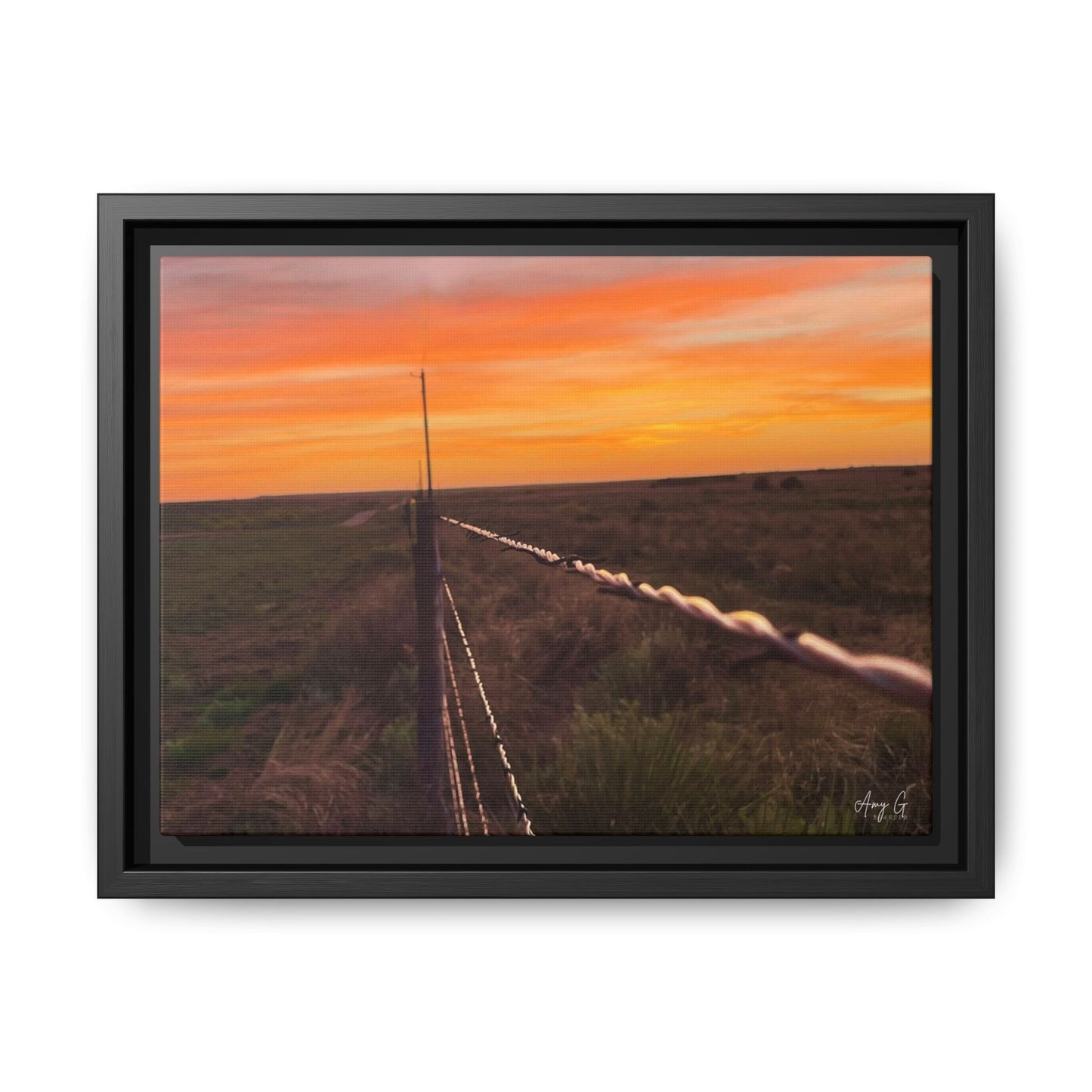 Barbed wire fence, Gallery Canvas Wraps, Vertical Frame