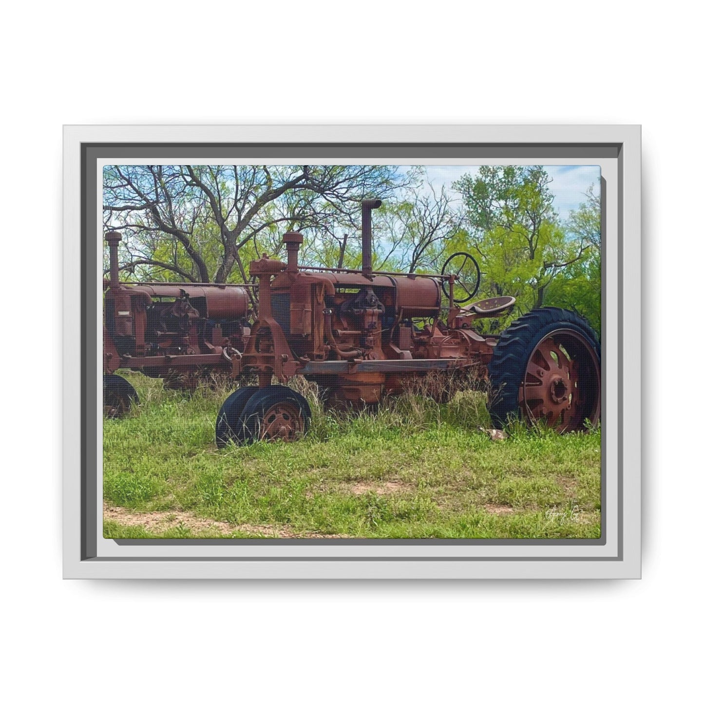 Twin Tractors, Gallery Canvas Wraps, Vertical Frame
