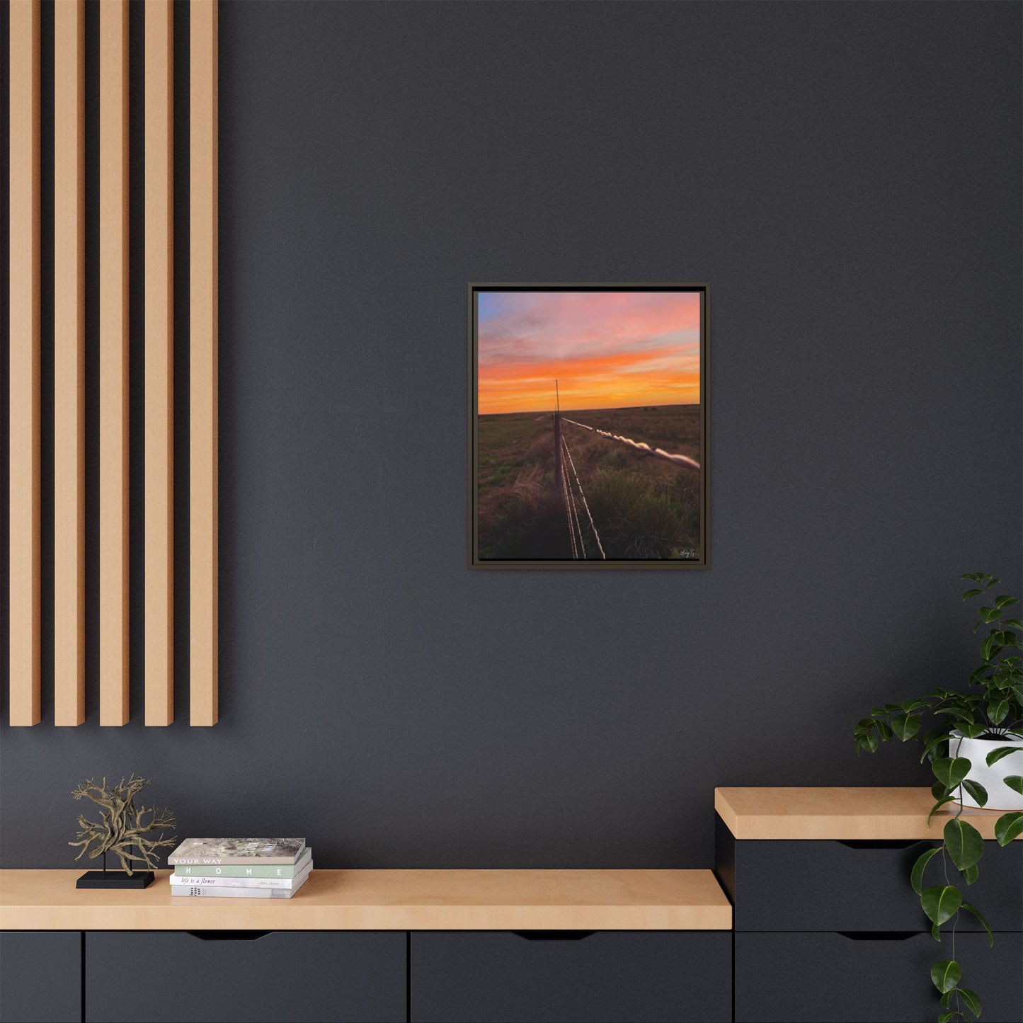 Barbed wire fence, Gallery Canvas Wraps, Vertical Frame