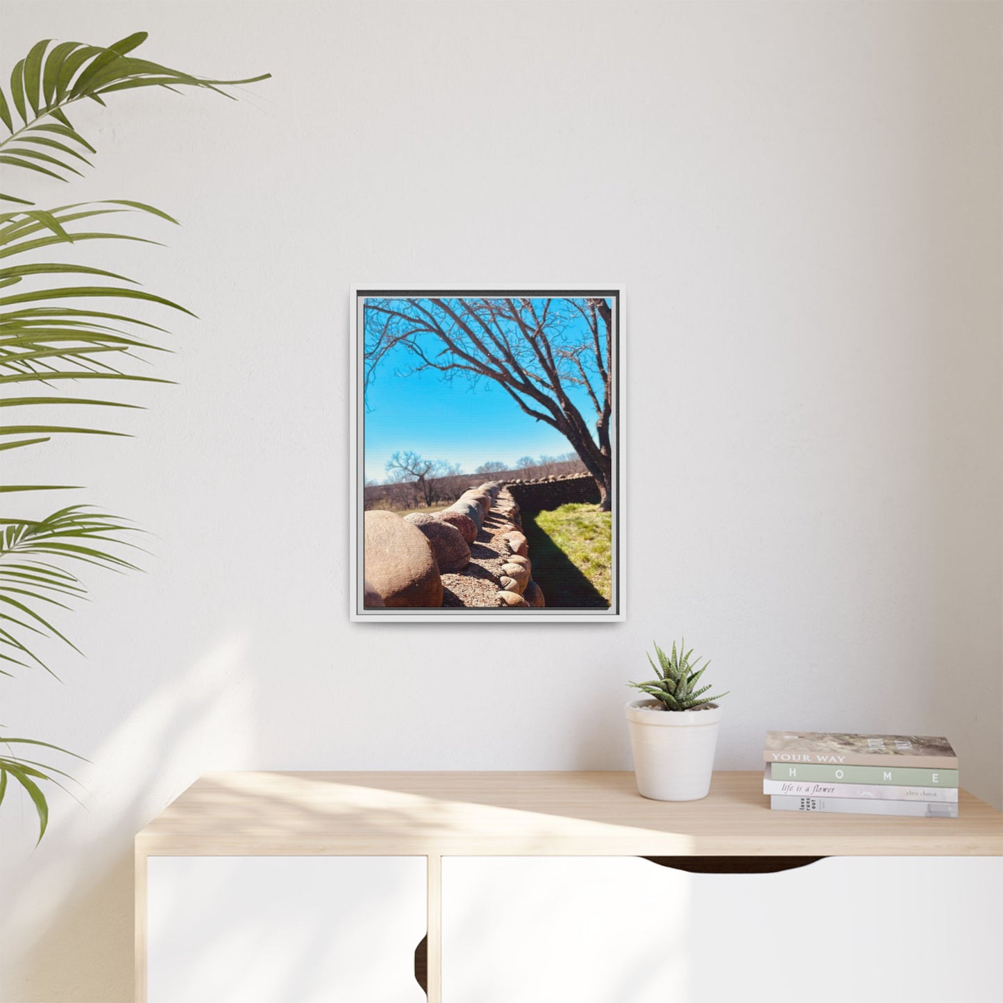 Rock Fence, Matte Canvas, Framed (Multi-color)