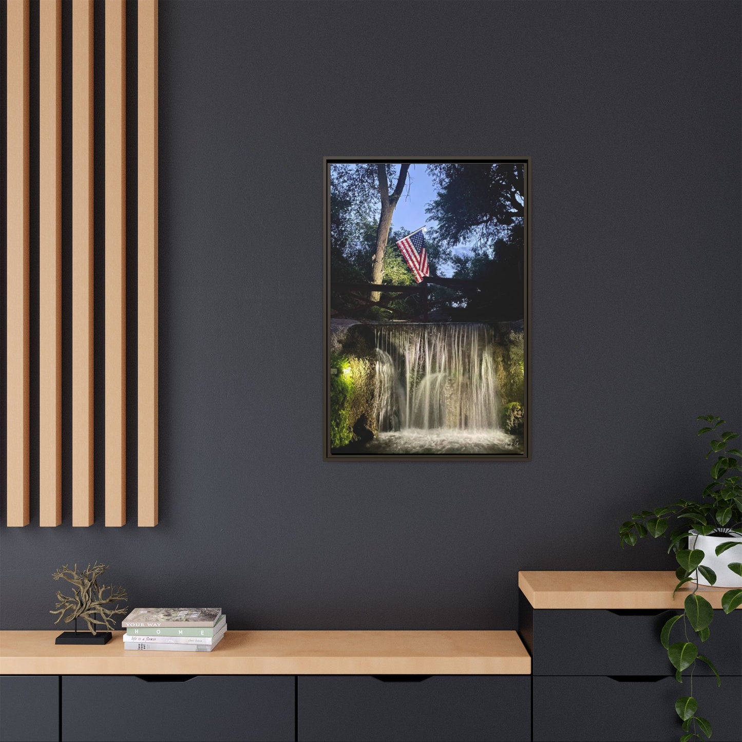 Patriotic falls Matte Canvas, Framed (Multi-color)