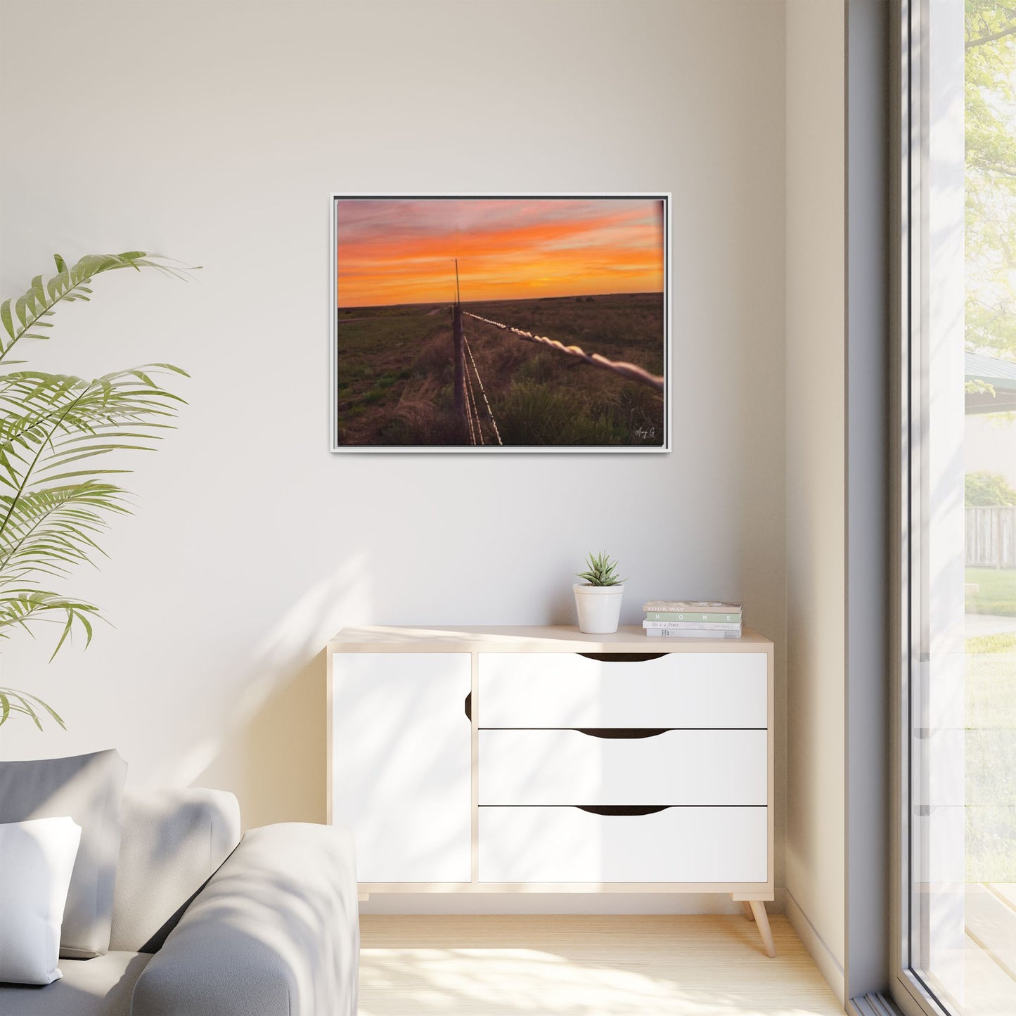 Barbed wire fence, Gallery Canvas Wraps, Vertical Frame