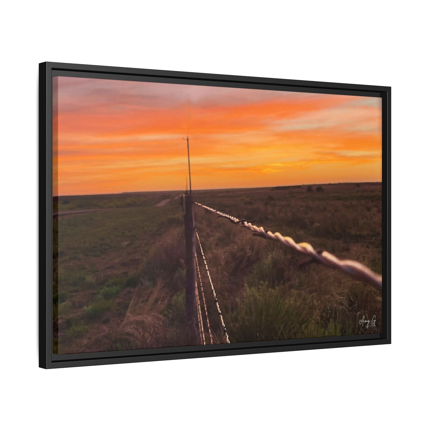 Barbed wire fence, Gallery Canvas Wraps, Vertical Frame