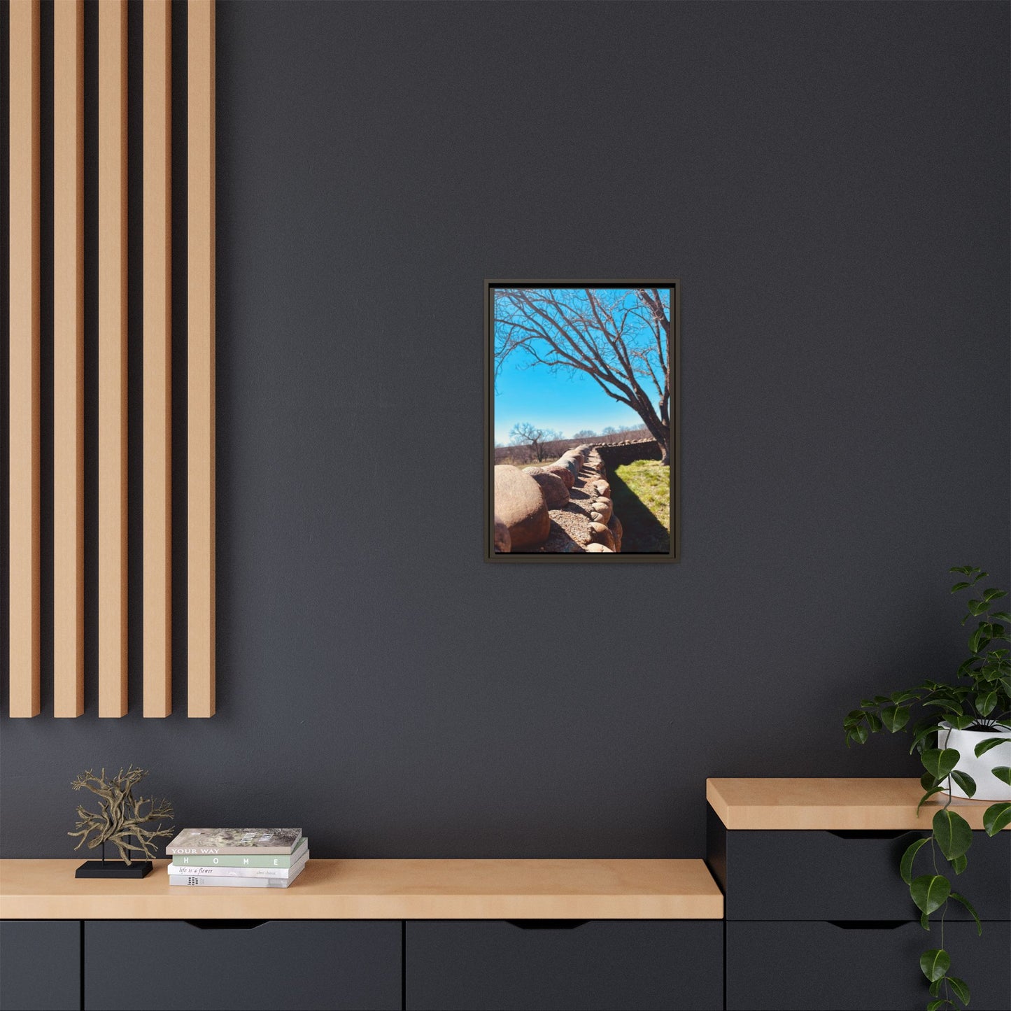 Rock Fence, Matte Canvas, Framed (Multi-color)