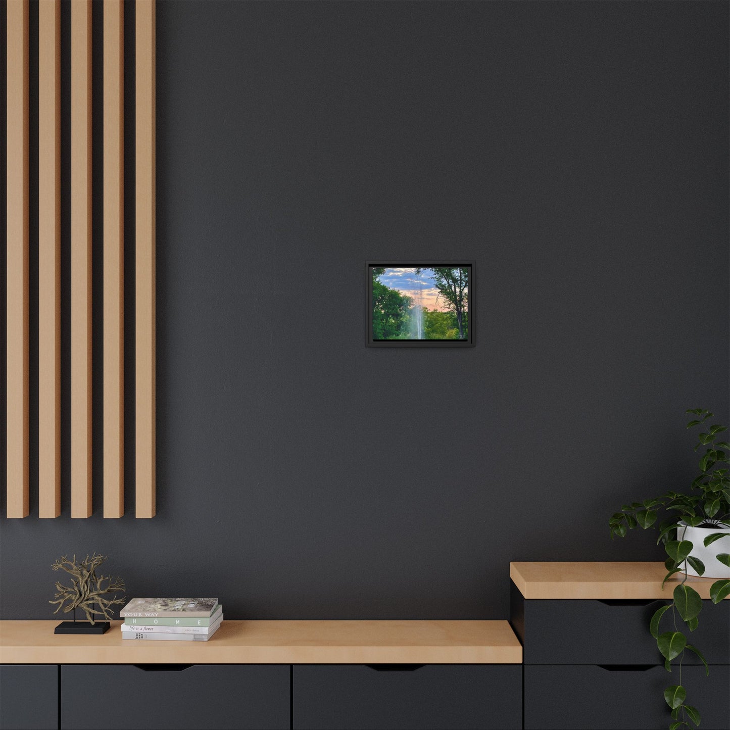 Water fountain sunrise, Gallery Canvas Wraps, Vertical Frame